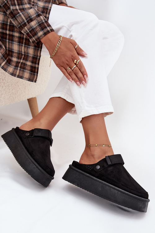 Śniegowce Damskie Na Platformie Z Rzepem Czarne Jorielle