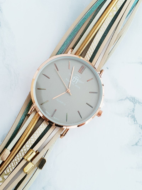 Damski Zegarek Michael John Z Rzemykowym Paskiem Pepero Beżowy