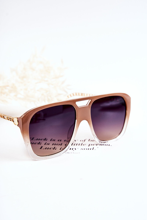 Damskie Okulary Przeciwsłoneczne Aviatory Ombre V120013 Beżowe