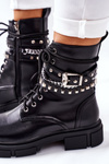 Czarne Workery Botki z Klamrą Grosstick