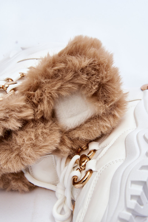 Damskie Ocieplane Buty Sportowe Sznurowane Białe Kerberos