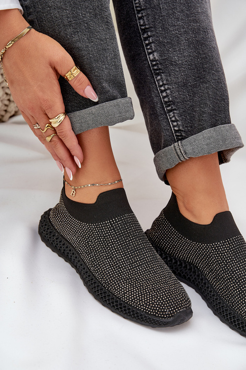 Wsuwane Buty Sportowe Damskie Ze Zdobieniem D&A TW121 Czarne