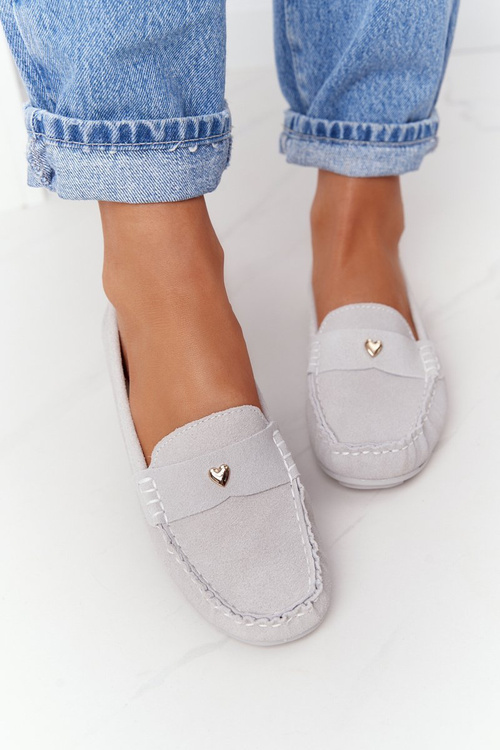 Damskie Zamszowe Mokasyny S.Barski Szare