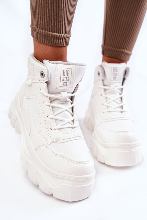 Modne Botki Trapery Memory Foam Big Star KK274369 Białe