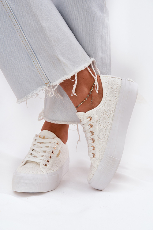 Trampki Damskie Z Koronką Lee Cooper LCW-25-31-3438L Białe