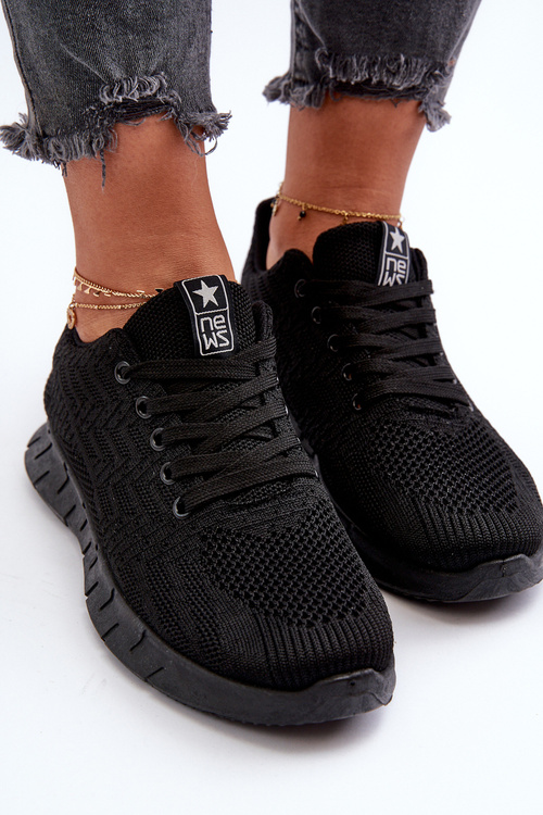 Materiałowe Buty Sportowe Damskie Czarne Kephope