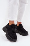 Sneakersy Damskie Z Cyrkoniami I Futerkiem Typu Baranek Czarne Zarika