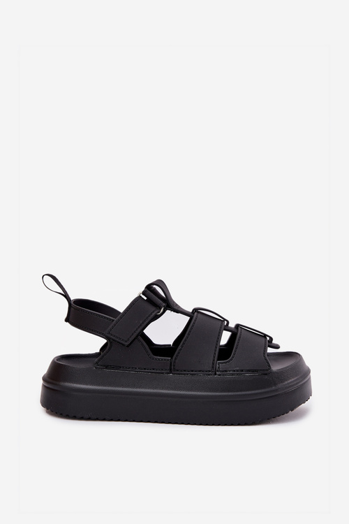 Sandały Damskie Na Platformie Czarne Nitavelia