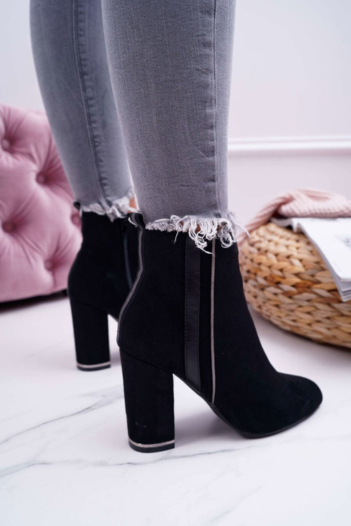Botki Damskie Na Obcasie Czarne Domeno