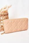 Duży Pikowany Portfel Damski Beżowy