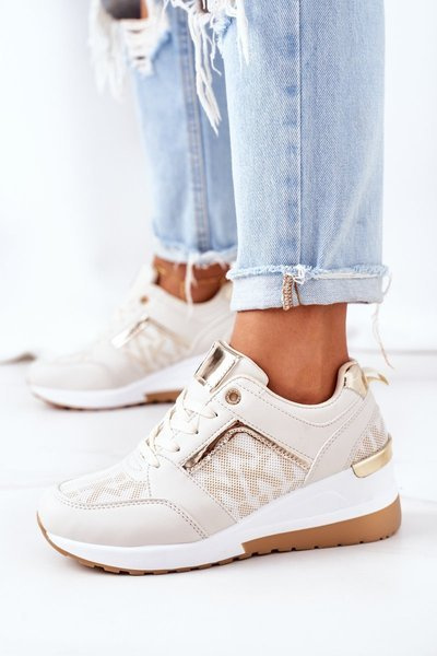 Sneakersy Na Koturnie Beżowe Weekend