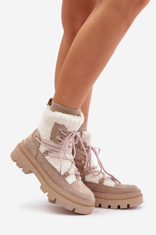 Botki Z Futerkiem Typu Baranek Beżowe Merilana