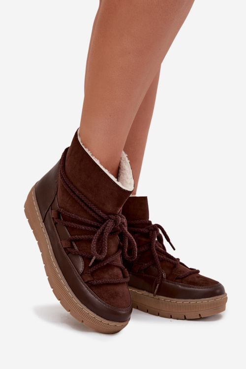 Śniegowce Damskie Z Wiązaniem Czekoladowe Rebekah