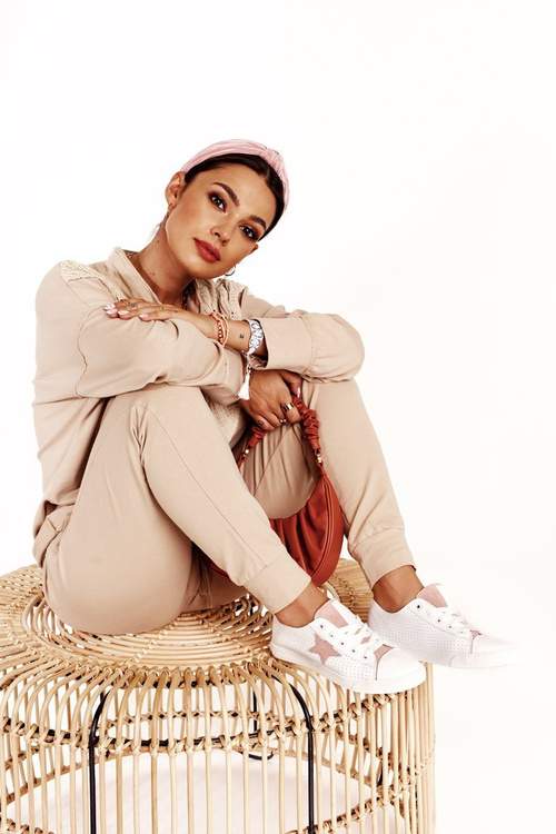 Damskie Skórzane Trampki Z Gwiazdą BIG STAR DD274691 Biało-Różowe