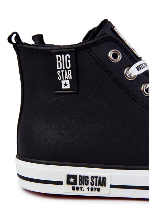 Męskie Wysokie Ocieplane Trampki Big Star KK174346Czarne