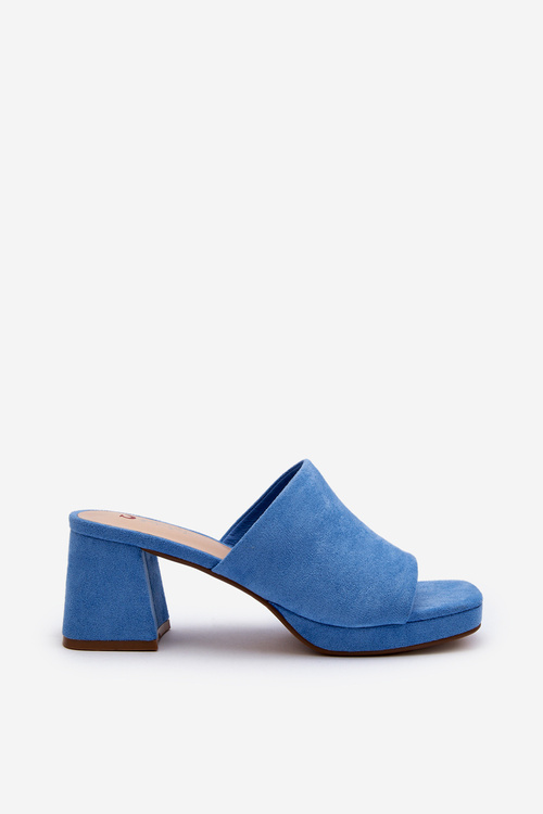 Damskie Klapki Na Obcasie Niebieskie Bralya