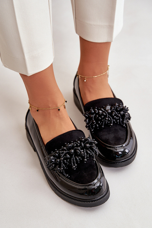 Damskie Mokasyny Lakierowane S.Barski HY42-369 Czarne