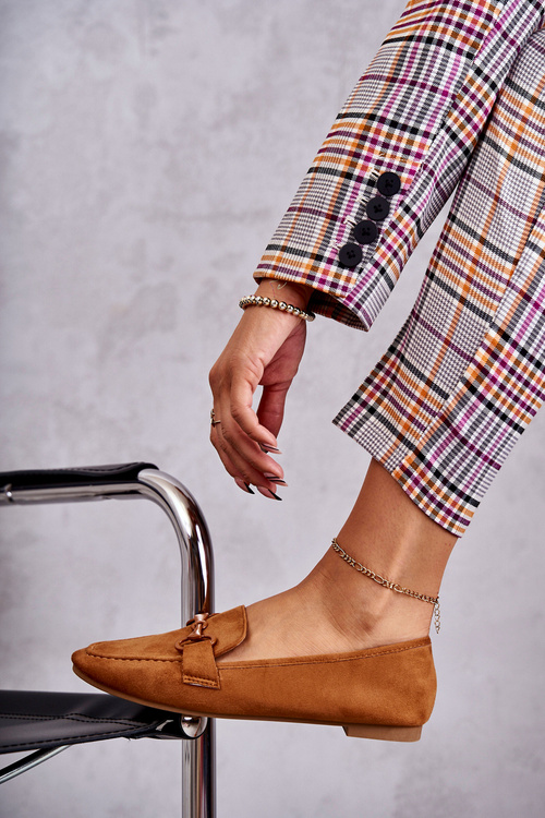 Zamszowe Mokasyny Z Ozdobą Camel Santi