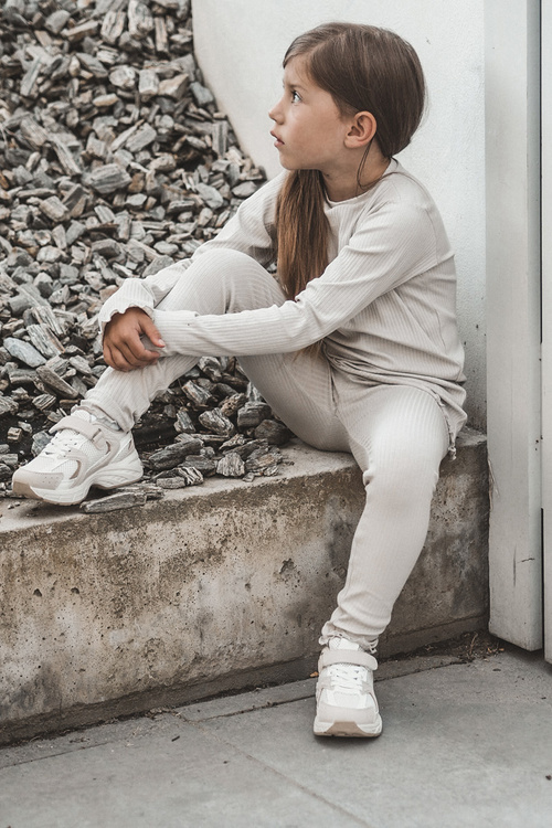 Dziecięce Buty Sportowe Sneakersy Na Rzep Beżowe Rulagia