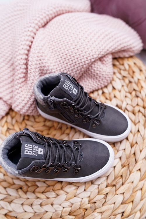 Trzewiki Dziecięce Chłopięce Big Star Szare EE374040