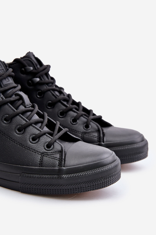 Ocieplane Trampki Męskie Z Eko Skóry Big Star OO174607 Czarne