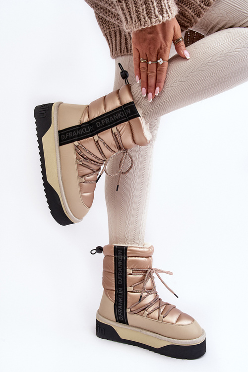 Śniegowce Damskie Na Grubej Podeszwie Wegańskie D.Franklin DFSH371006 Beżowe