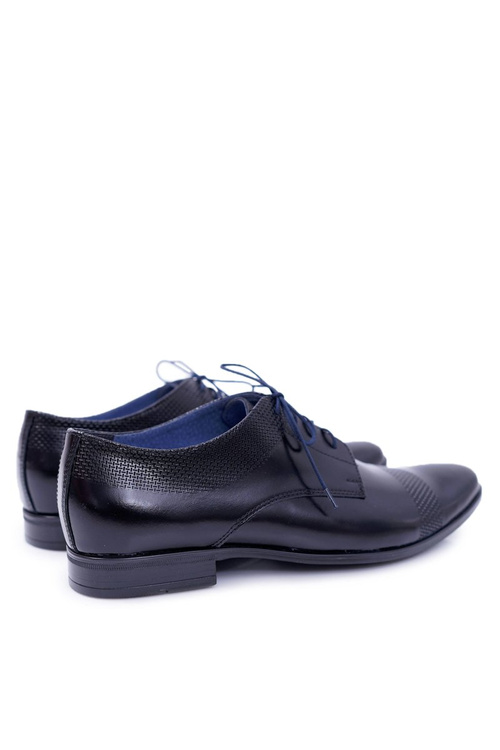 Męskie Półbuty Bednarek Eleganckie Skórzane Wizytowe Czarne Maestro