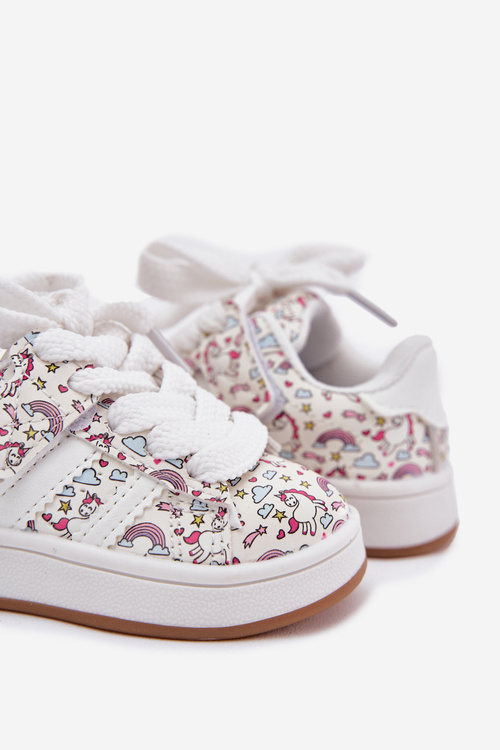 Buty Sportowe Dziewczęce Z Motywem Jednorożca Białe Ilana