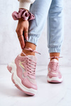 Damskie Błyszczące Masywne Sneakersy Różowe Canadia