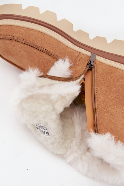 Śniegowce Damskie Z Naturalnego Zamszu Lee Cooper LCJ-25-01-3738 Camel