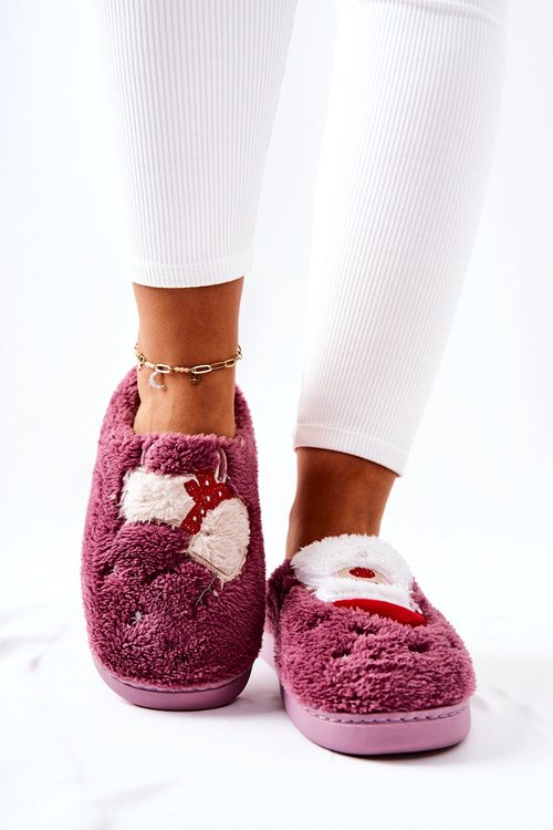 Papcie Świąteczne Mikołaj I Renifer Fioletowe