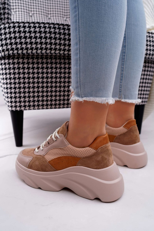 Sportowe Damskie Buty Gruba Podeszwa Camel Cardamon