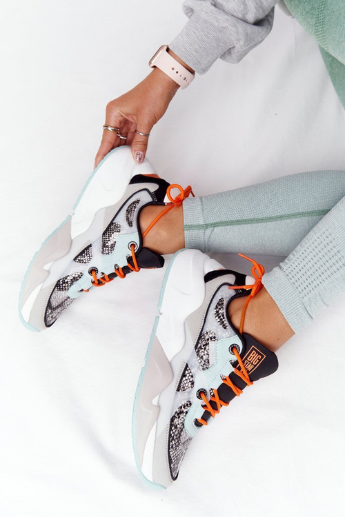 Damskie Sportowe Buty Memory Foam Big Star HH274324 Szaro-Zielone