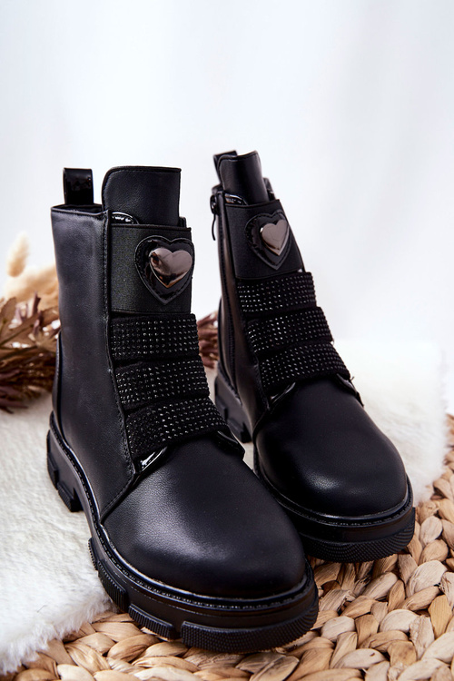 Dziecięce Botki Ocieplane Futerkiem Czarne Miraven