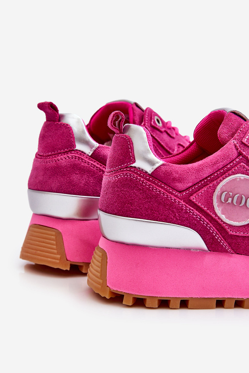 Damskie Zamszowe Buty Sportowe Na Platformie GOE LL2N4002 Fuksja