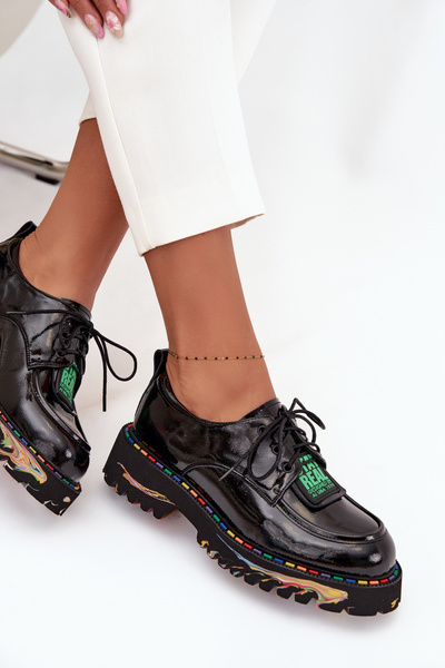 Lakierowane Skórzane Półbuty Damskie Artiker 57C0172 Czarne