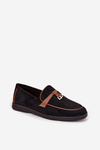 Mokasyny Loafersy Damskie Z Eko Zamszu Czarne Darwen