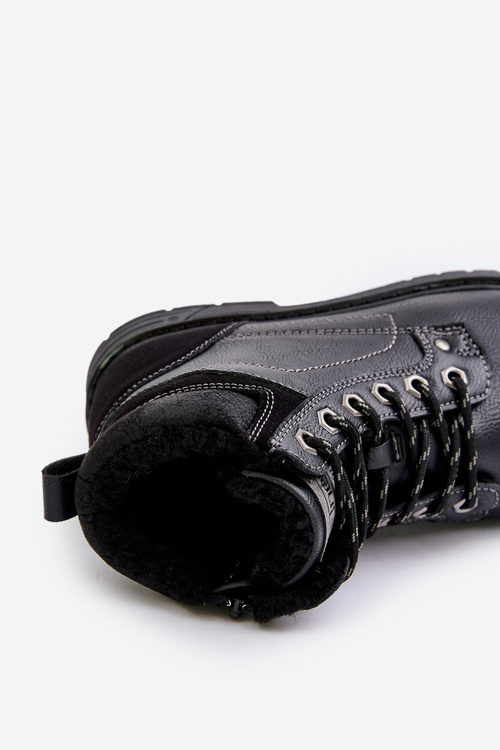 Ocieplane Trapery Męskie Z Eko Skóry Czarne Venredia