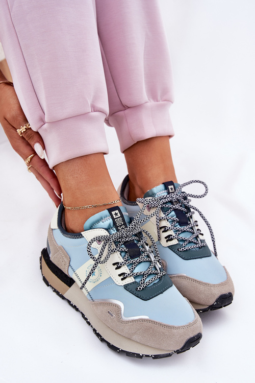 Zamszowe Sneakersy Damskie Big Star RR274245 HI-POLY SYSTEM Szaro-Niebieskie