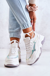 Damskie Błyszczące Sneakersy Białe Callisto
