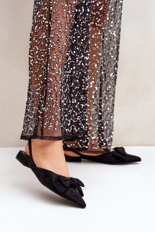 Baleriny Z Noskami Szpic I Kokardą Czarne Lotiara