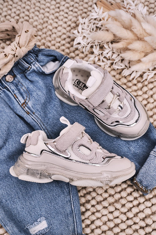 Dziecięce Sportowe Buty Sneakersy Z Przezroczystą Podeszwą Białe Bailey