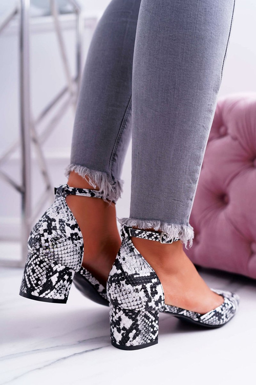 Sandały Damskie Na Słupku Skóra Węża Kehira