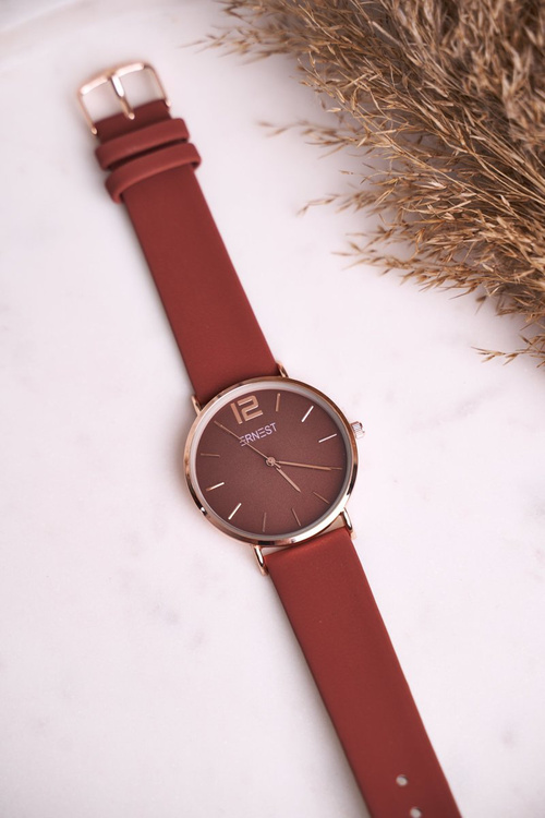 Damski Zegarek Ernest Czerwony Różowe Złoto Elena