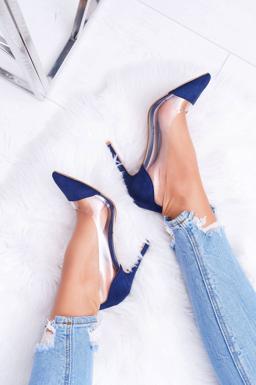 Szpilki Damskie Transparentne W Szpic Granatowe Live