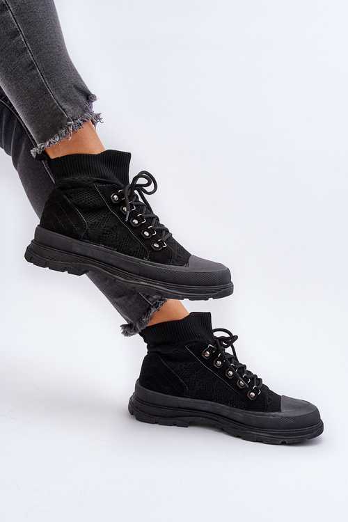 Damskie Trampki Z Elastyczną Cholewką Czarne Kalyne