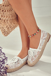 Damskie Koronkowe Espadryle Z Ozdobą Białe Summer Dream