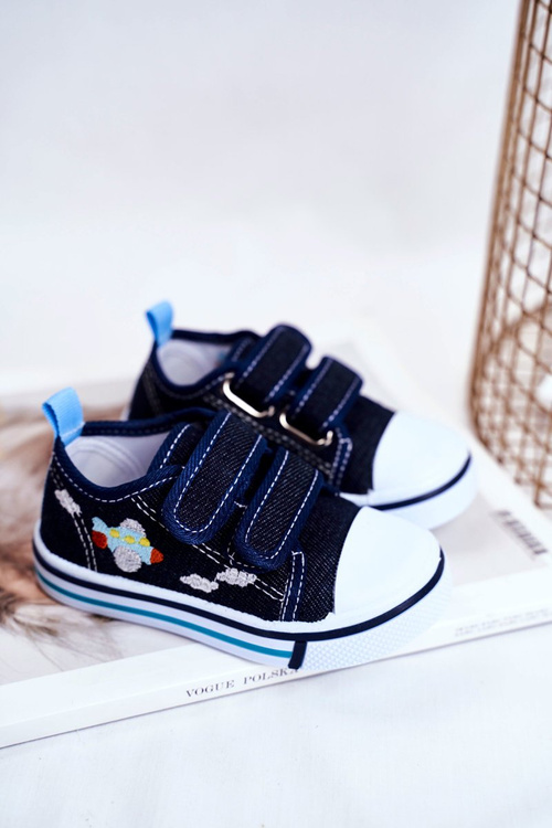 Tenisówki Dziecięce na Rzepy Granatowe Nimalo