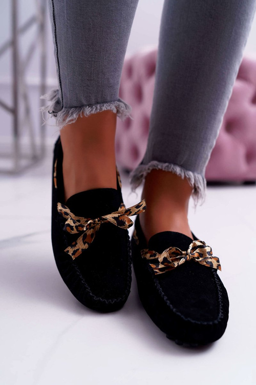 Mokasyny Damskie Lu Boo Wygodne Czarne Plummy