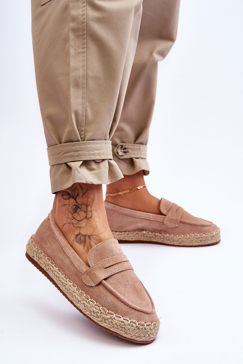 Damskie Zamszowe Espadryle Beżowe Keyla